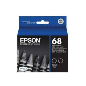 Epson 68 (T068120D2) High-Yield
Black Ink Cartridge
INKCART,BLACK DUAL PACK
Model: T068120D2