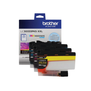 Brother LC30333PKS Super High-Yield
Cyan,Magenta,Yellow Ink Cartridge
INK,HIGH YIELD,CMY,3PK
Model: LC30333PKS