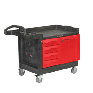 Rubbermaid Commercial TradeMaster Work Utility Cart
750 Lb Capacity – 5″ Caster Size – Structural Foam –
X 27.9″ Width X 50.8″Depth X 29″ Height –
Black, Red – 1 Each
Item #: RCP453388BLA